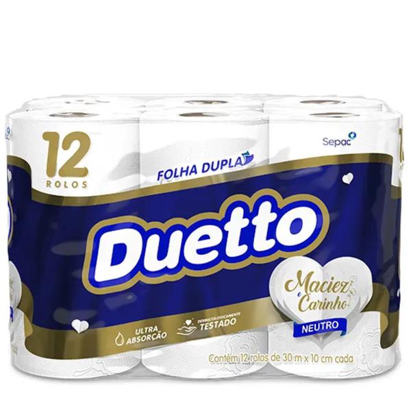 PAPEL HIGIENICO DUETTO FOLHA DUPLA 12UND NEUTRO