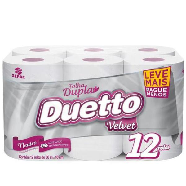PAPEL HIGIENICO DUETTO FOLHA DUPLA 12UND VELVET