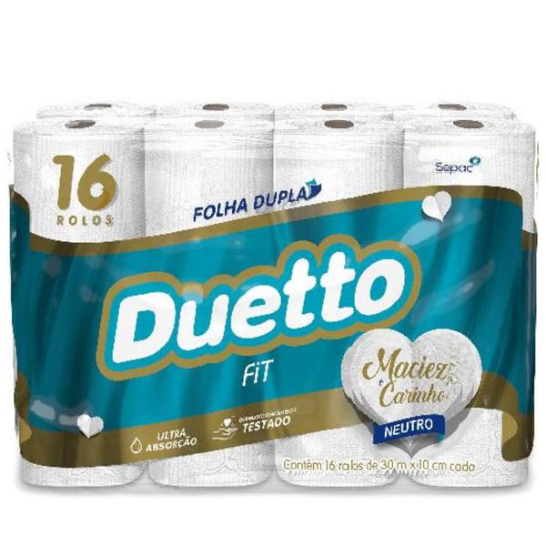 PAPEL HIGIENICO DUETTO LV16 PG15 NEUTRO FOLHA DUPLA FIT