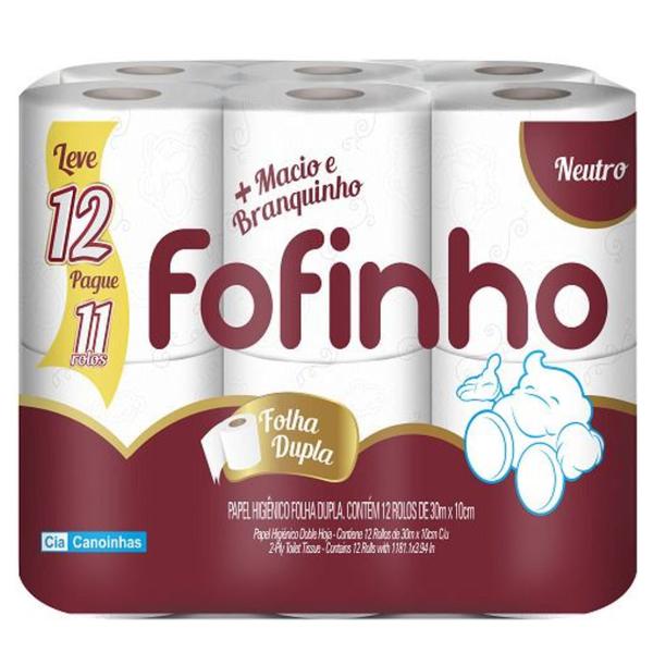PAPEL HIGIENICO FOFINHO FOLHA DUPLA 12UND LV12 PG11 NEUTRO 30MTS