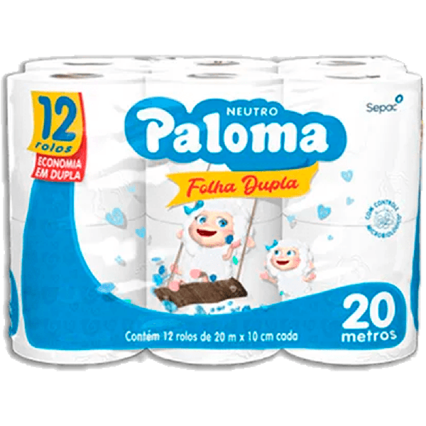 PAPEL HIGIENICO PALOMA 12UND FOLHA DUPLA 20M NEUTRO