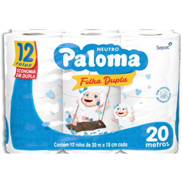 PAPEL HIGIENICO PALOMA 12UND FOLHA DUPLA 20MTS NEUTRO