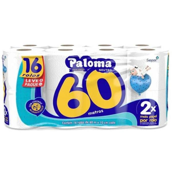 PAPEL HIGIENICO PALOMA LV16 PG15 NEUTRO 60MT