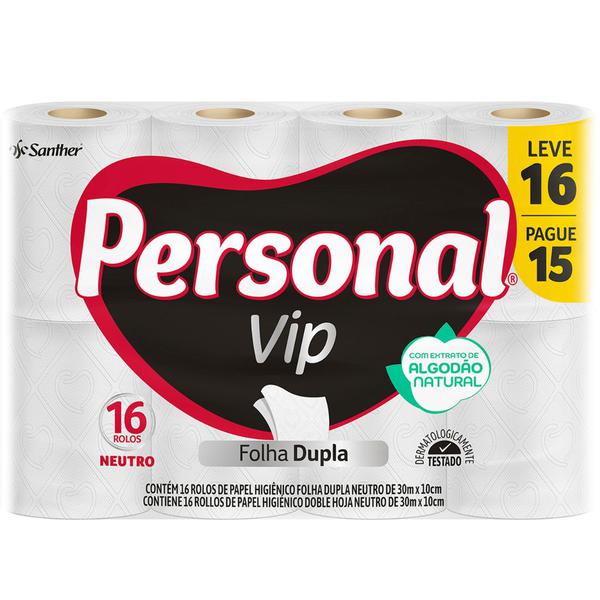 PAPEL HIGIENICO PERSONAL VIP LV16 PG15 FOLHA DUPLA NEUTRO