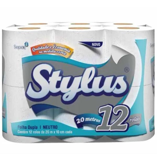 PAPEL HIGIENICO STYLUS 12UND FOLHA DUPLA 20MTS NEUTRO
