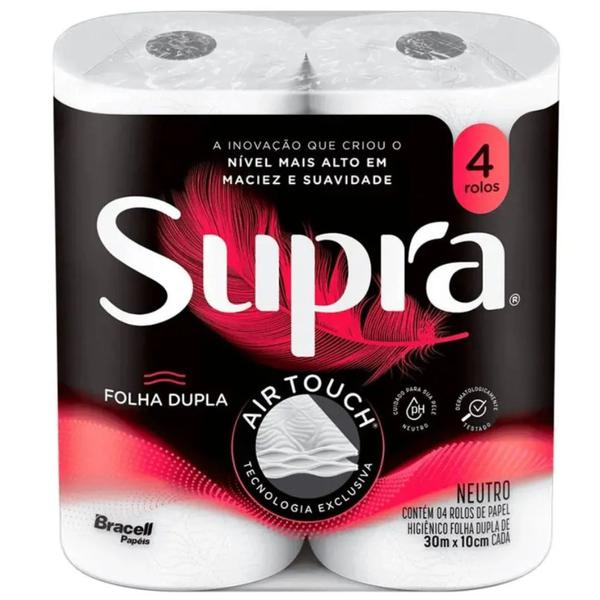 PAPEL HIGIENICO SUPRA FOLHA DUPLA 30MT 4UND4