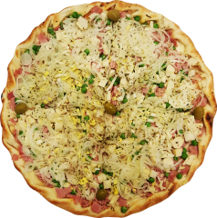 PIZZA PRIMAVERA PORTUGUESA COM BORDA ASSADA