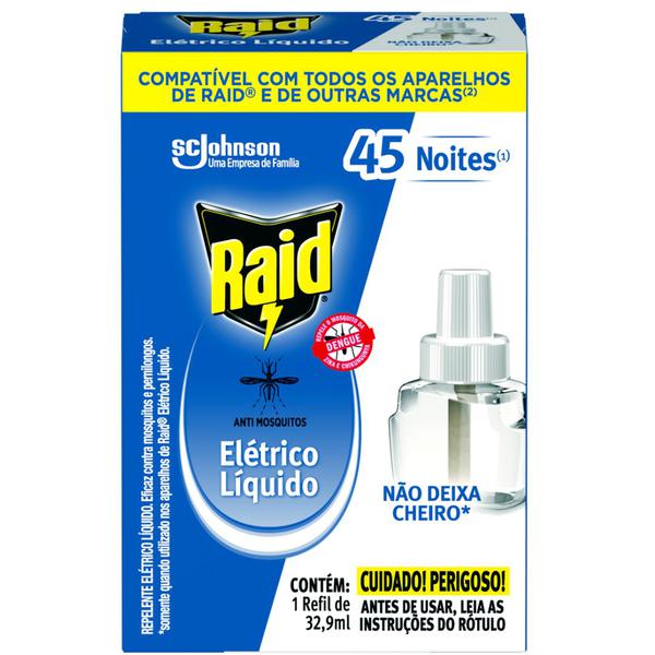 REPELENTE ELÉTRICO LÍQUIDO RAID 32,9ML REFIL MULTI APARELHO