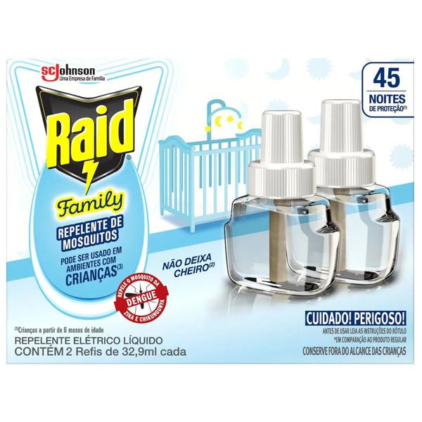 REPELENTE ELÉTRICO LÍQUIDO RAID 32,9ML REFIL MULTI APARELHO FAMILY