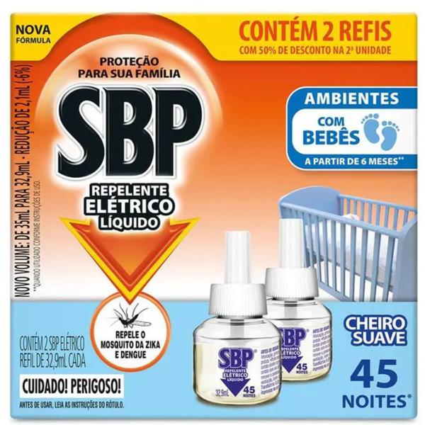 REPELENTE ELETRICO LÍQUIDO SBP 2UND REFIL SUAVE