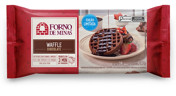 WAFFLE O FORNO DE MINAS 280G CHOCOLATE