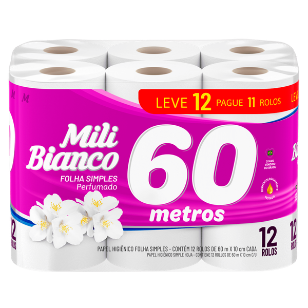 Papel Higiênico 12 Rolos 60m Perfumado