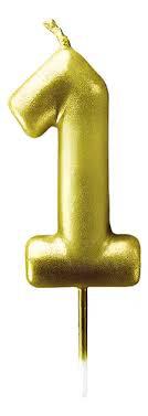 Vela Aniversario Nr +1 Ouro Metalizada