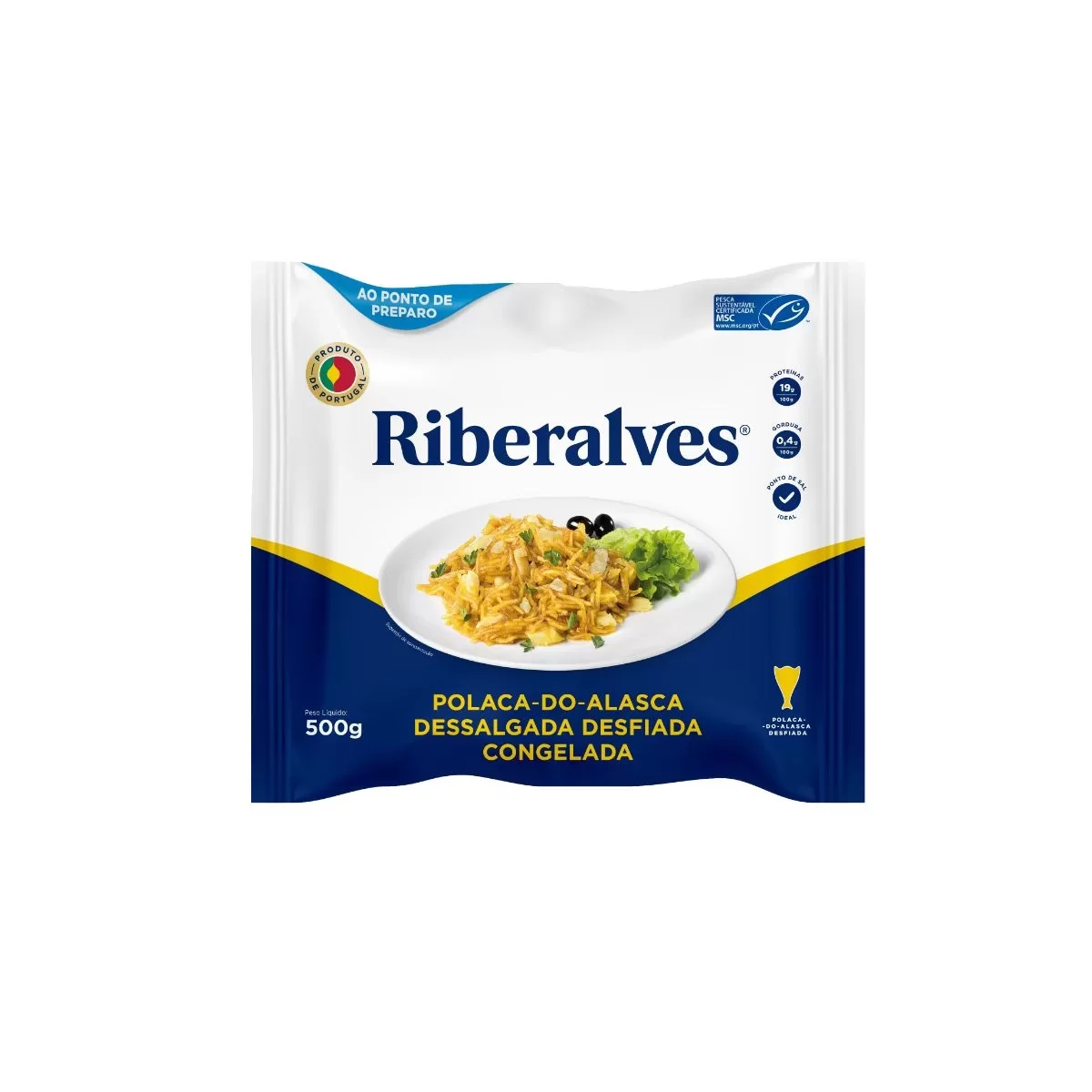 BACALHAU DESFIADO RIBERALVES 500G CONGELADO
