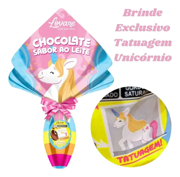 OVO LOVARE AO LEITE UNICORNIO 100GR