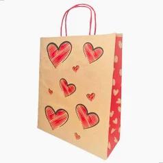 SACOLA P/ PRESENTE 26X32 HEART 3D