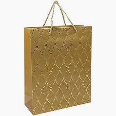 SACOLA P/ PRESENTE 26X32 TEX GOLD