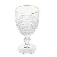 TAÇA P AGUA CORAÇÃO FIO OURO 320ML