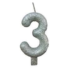 VELA PRATEADA GLITTER N3