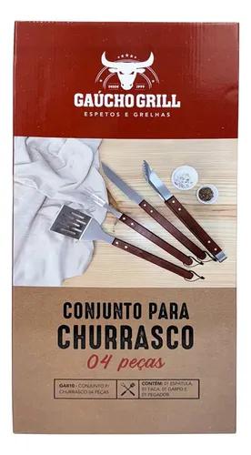 CONJUNTO PARA CHURRASCO INOX COM 4 PECAS GAUCHOGRILL