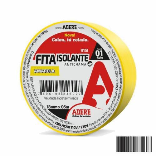FITA ISOLANTE AMARELA 19MMX05M ADERE