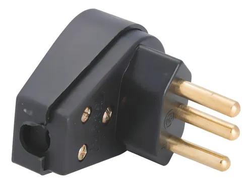 PLUGUE ANGULAR 2P+T TERMOPLAST PRETO