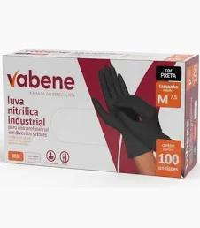 VABENE LUVA NITRILICA PROTECAO INDUSTRIAL PRETA M
