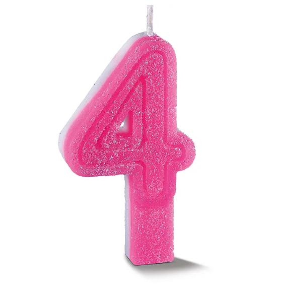 VELA ANIVERSARIO BIG ROSA NUMERO 4