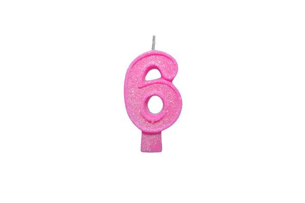 VELA ANIVERSARIO BIG ROSA NUMERO 6