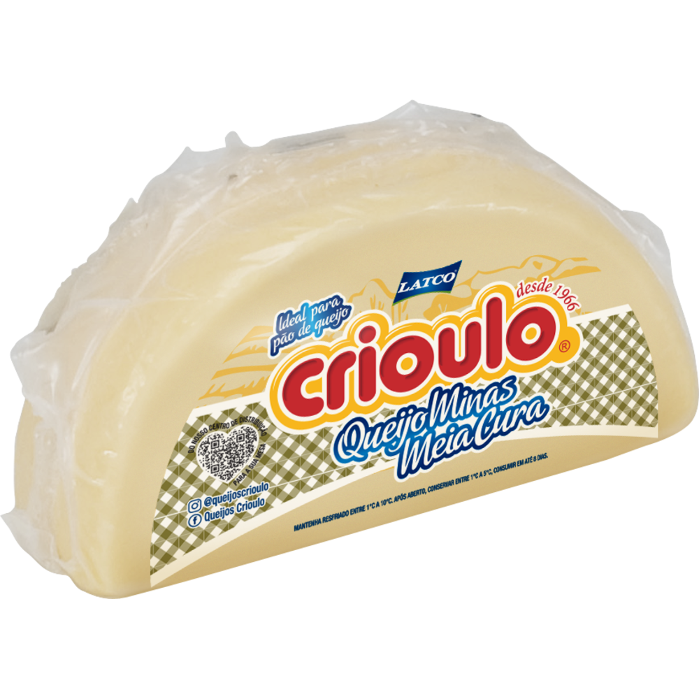 Queijo Minas Crioulo Meia Cura Tradicional Peça 500g