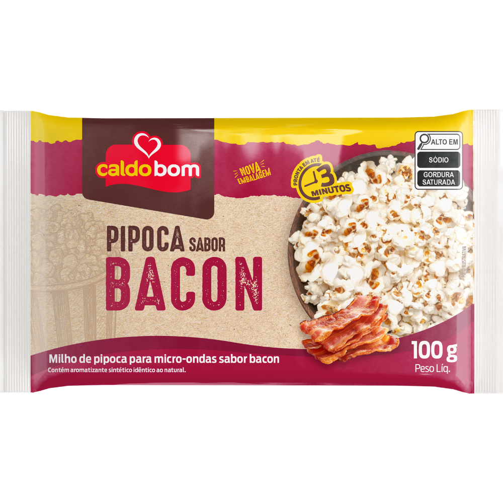 PIPOCA MICRO CALDO BOM 100G, BACON