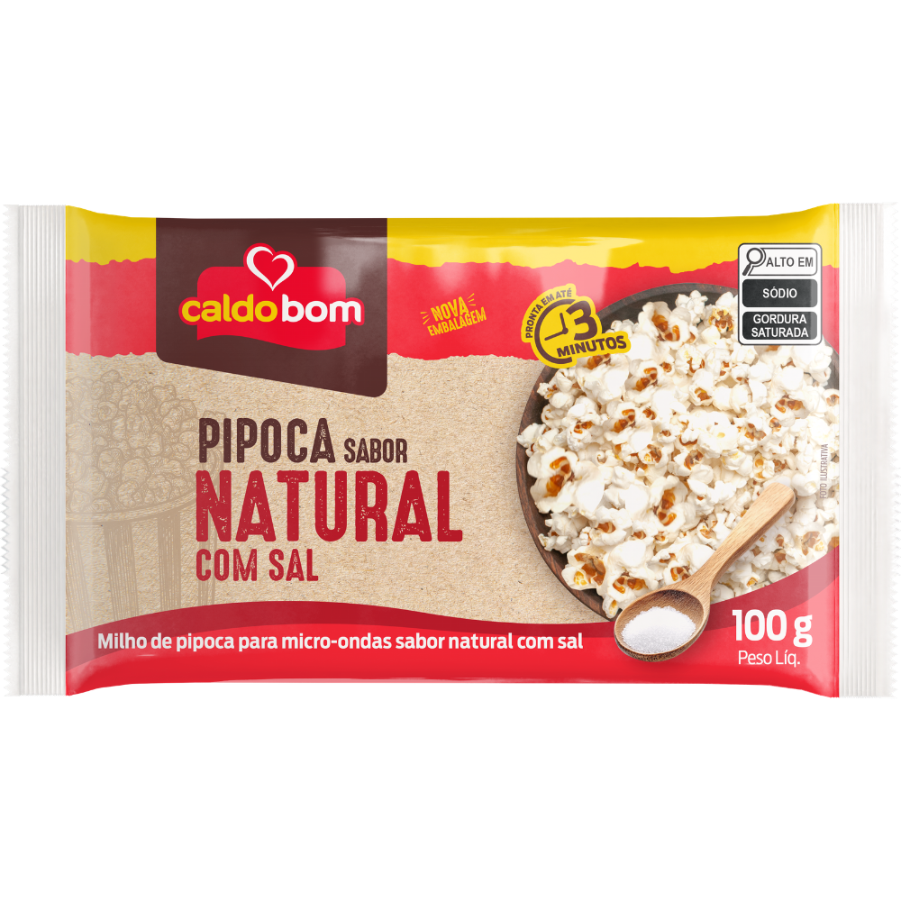 PIPOCA MICRO CALDO BOM 100G, NATURAL
