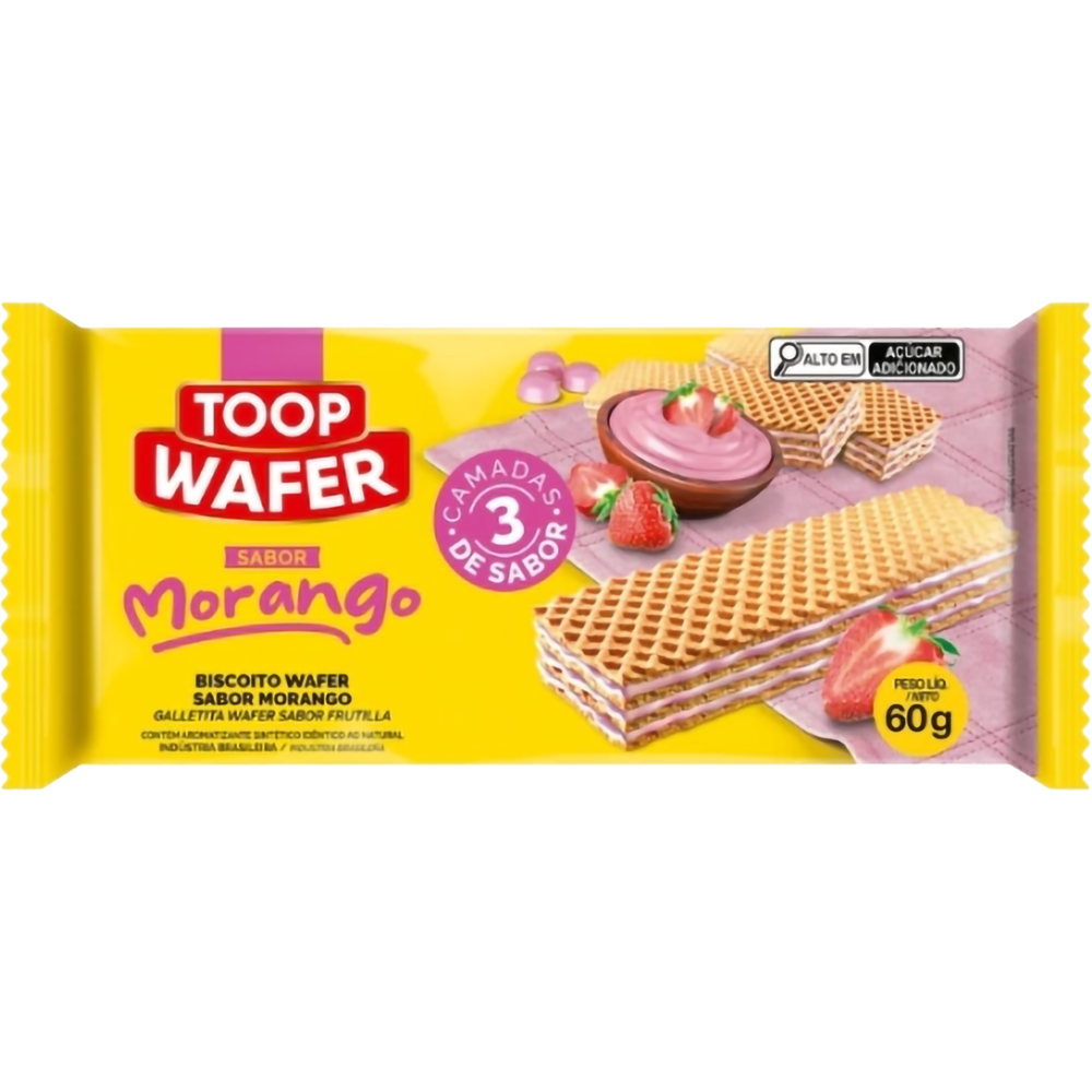 BISCOITO WAFER TOOP WAFER MORANGO 60G