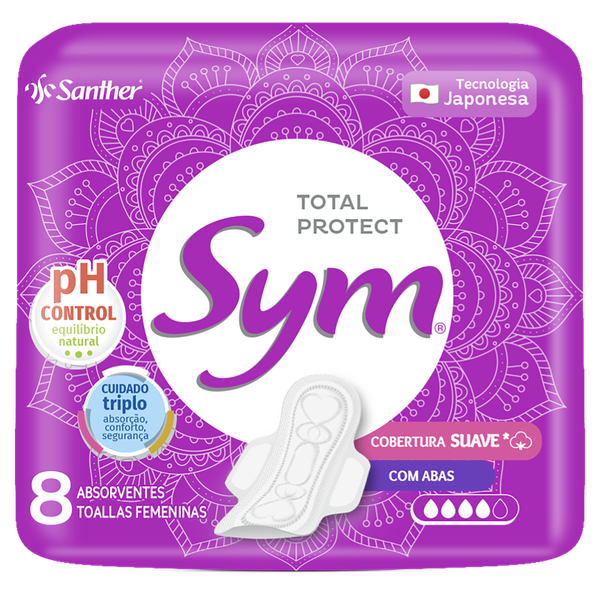 Absorvente Sym Suave com Abas 8 Unidades
