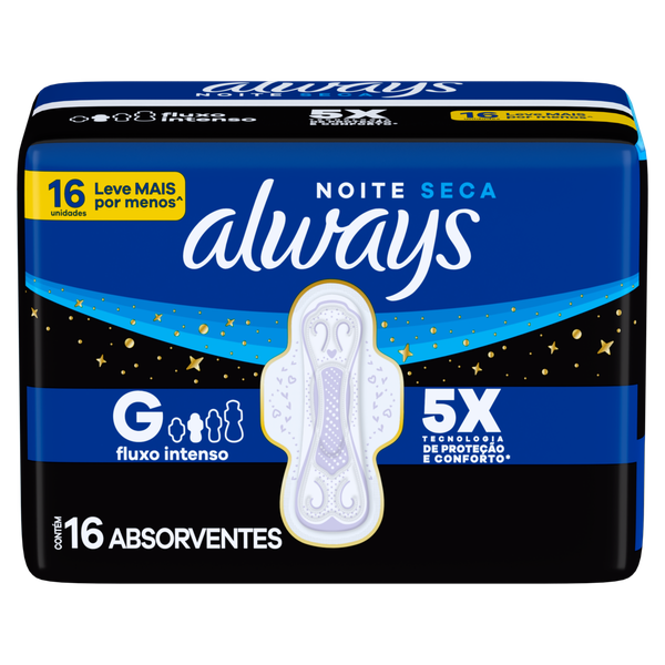 Absorvente Always Noturno Noite Seca com Abas 16 Unidades