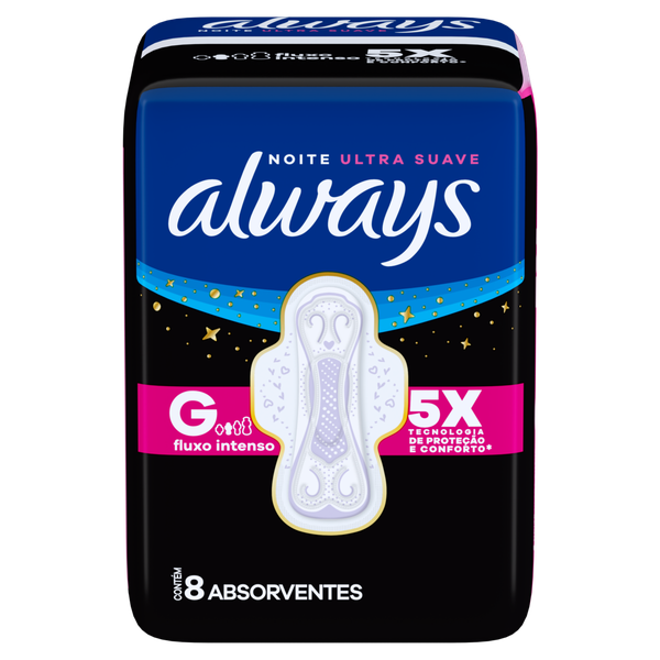 Absorvente Always Pink Noturno com Abas 8 Unidades