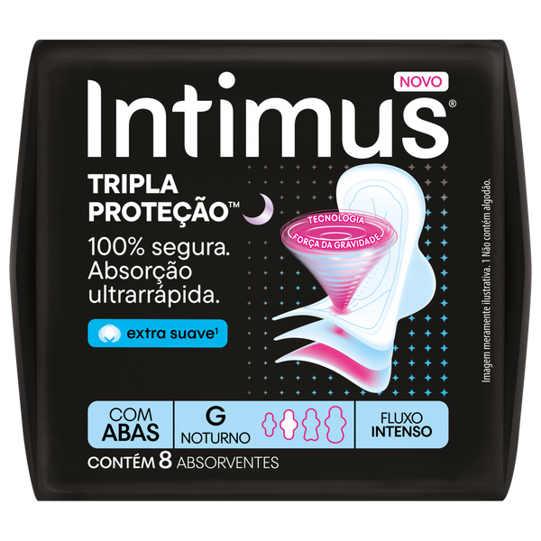 Absorvente Intimus Gel Noturno Suave com Abas 8 Unidades