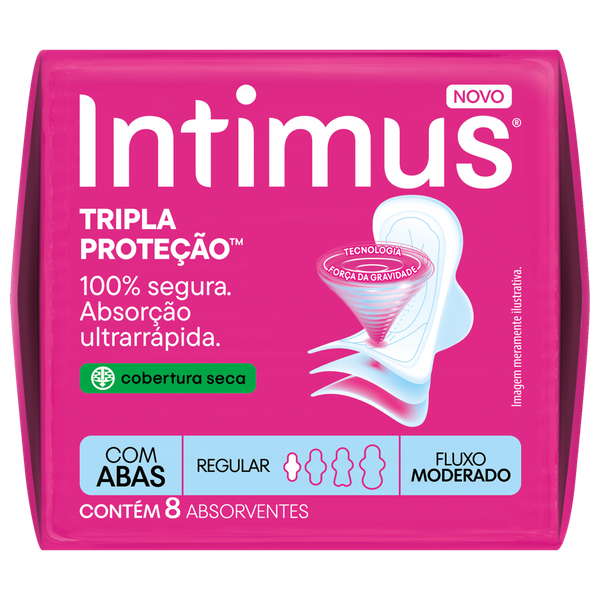 Absorvente Intimus Gel Tripla Proteção Seca com Abas 8 Unidades