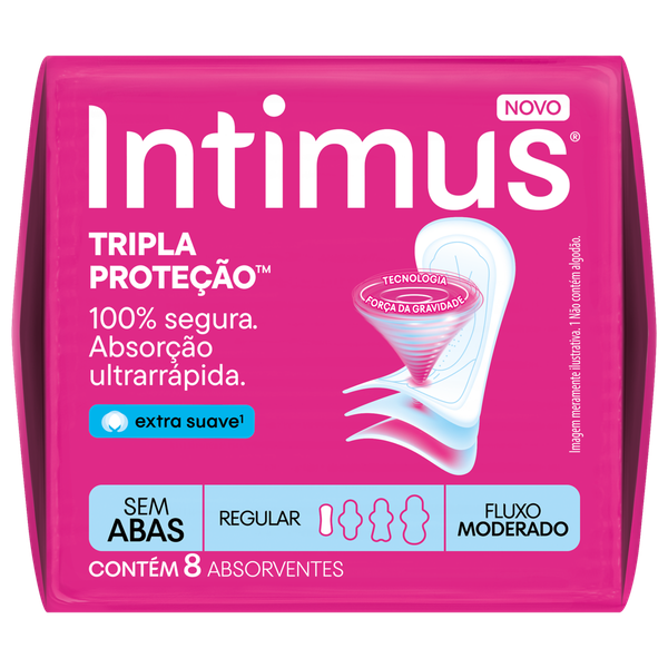 Absorvente Intimus Gel Tripla Proteção Suave sem Abas 8 Unidades