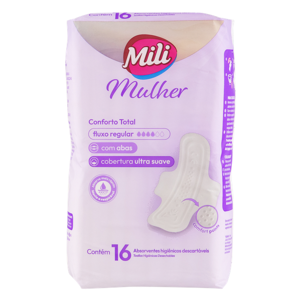 Absorvente Mili Mulher Conforto Total com Abas 16 Unidades