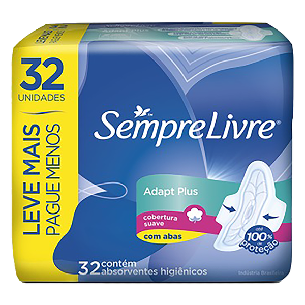 Absorvente Sempre Livre Adapt Suave com Abas 32 Unidades