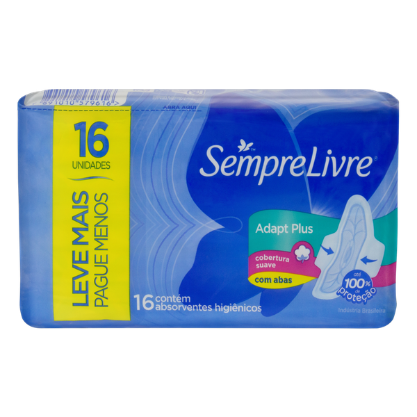 Absorvente Sempre Livre Adapt Suave com Abas 16 Unidades