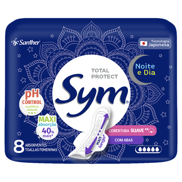 Absorvente Sym Noite e Dia com Abas 8 Unidades
