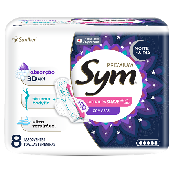 Absorvente Sym Premium Noite e Dia com Abas 8 Unidades