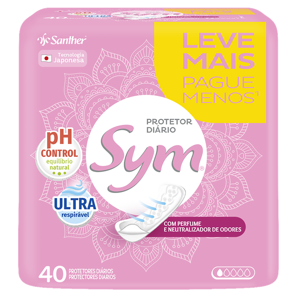 Absorvente Sym Protetor Diário com Perfume 40 Unidades