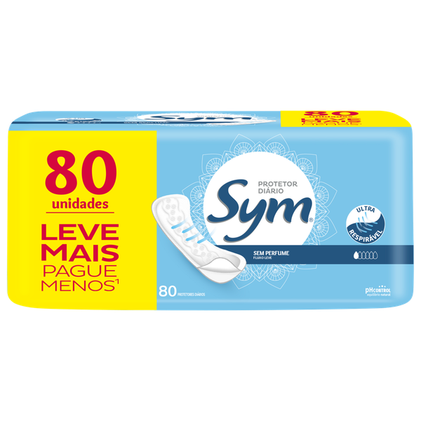 Absorvente Sym Protetor Diário sem Perfume 80 Unidades Leve Mais Pague Menos