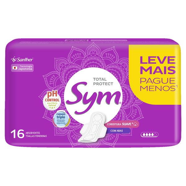 Absorvente Sym Suave com Abas Leve 16 Pague 14 Unidades
