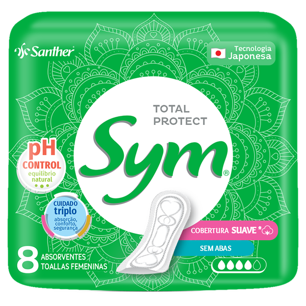 Absorvente Sym Suave sem Abas 8 Unidades