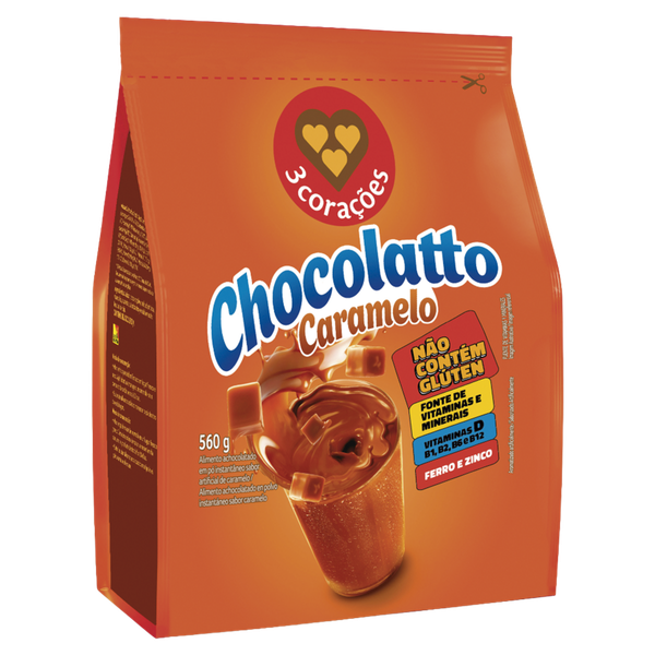 Achocolatado 3 Corações Chocolatto Caramelo Sachê 560g