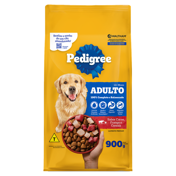Ração Pedigree Adulto Carne Frango e Cereais 900g